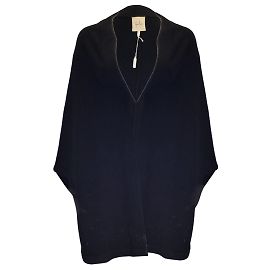 Sybilla Schwarzer Kaschmir-Strickponcho / Kap Schwarz