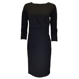 Fuzzi Schwarzes Stretch-Strickkleid mit Dreiviertelärmeln Schwarz