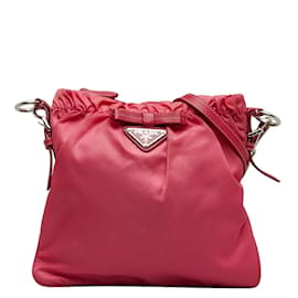 Prada-Prada Tessuto Crossbody Bag Canvas Crossbody Bag in Good condition-Pink