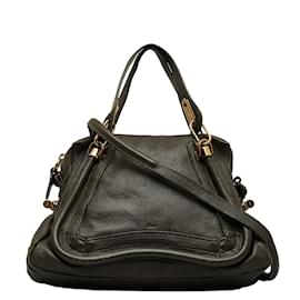 Chloé-Leather Paraty Shoulder Bag-Brown