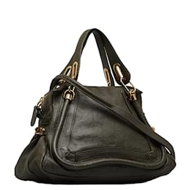 Chloé-Leather Paraty Shoulder Bag-Brown