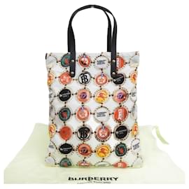 Burberry-Burberry Bottle Cap Pattern Tote Bag Canvas Tote Bag 8022365 in Excellent condition-White