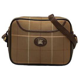 Burberry-Burberry Check Canvas Crossbody Bag Canvas Crossbody Bag in Good condition-Brown