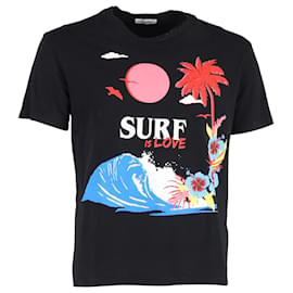 Valentino Garavani-T-shirt graphique Surf Valentino Garavani en coton noir-Noir
