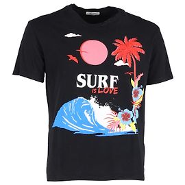 Valentino Garavani Surf Graphic Tee in Black Cotton Black