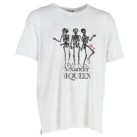 Alexander McQueen Sneakers Camiseta con estampado de esqueleto en algodón blanco Blanco