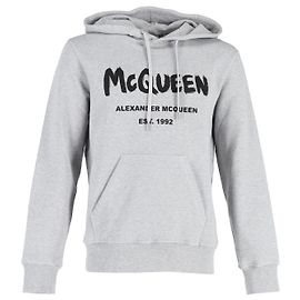 Sudadera con capucha y logo Graffiti de Alexander McQueen en algodón gris Gris