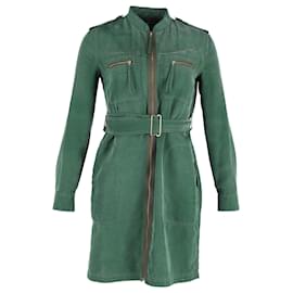 Marc Jacobs-Marc Jacobs Belted Zipped Dress in Green Polyester-Green
