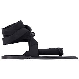 Ganni Puffy Wrap Sandals in Black Canvas Black