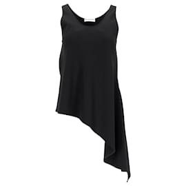 Balenciaga-Balenciaga Asymmetric Tank Top in Black Polyester-Black