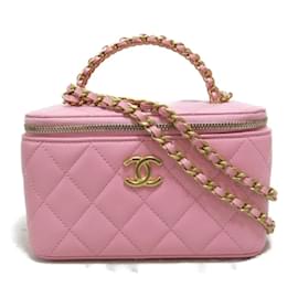 Chanel-Quilted Caviar Vanity Case with Chain AP2805-Pink