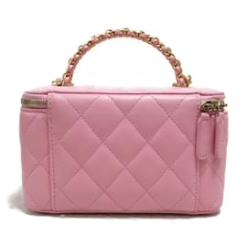 Chanel-Quilted Caviar Vanity Case with Chain AP2805-Pink