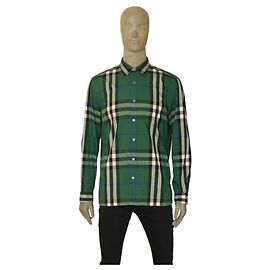 Burberry Brit Green Check Baumwollmischung Herren Casual Button-Down-Hemd Top Größe XL Grün
