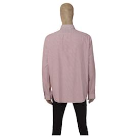 Burberry-Camisa masculina casual de algodão com listras brancas roxas Burberry tamanho XL-Roxo