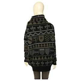 Stella Mc Cartney-Stella McCartney Pull médiéval en tricot de cachemire gris noir à col bénitier Taille supérieure 38-Multicolore