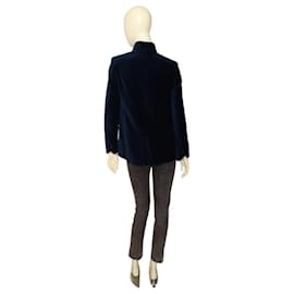 Zadig & Voltaire-Zadig & Voltaire Blazer de jaqueta justa de veludo azul com frente aberta e veludo Volly 36-Azul