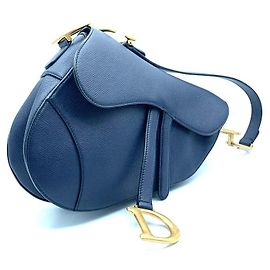 Dior Saddle handbag navy blue leather Navy blue