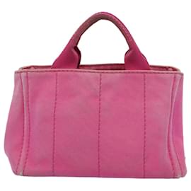 Prada-PRADA Canapa PM Hand Bag Canvas 2way Pink Auth yb387-Pink