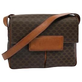 Céline-CELINE Macadam Canvas Shoulder Bag PVC Leather Brown Auth fm2799-Brown