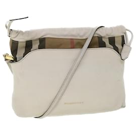Burberry-BURBERRY Nova Check Shoulder Bag Leather Beige Auth ar10452-Beige