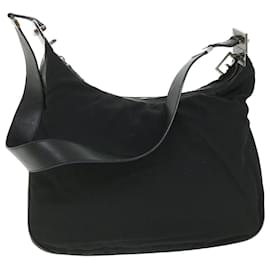 Gucci-GUCCI Shoulder Bag Canvas Leather Black Auth ep1875-Black