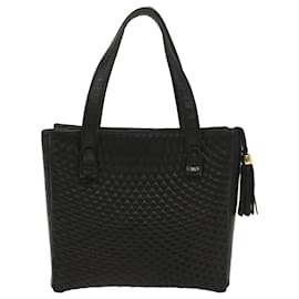 Bally-BALLY Quilted Hand Bag Leather Black Auth yb389-Black