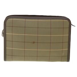 Autre Marque-Burberrys Nova Check Clutch Bag Nylon Canvas Brown Auth bs9091-Brown