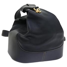Loewe-LOEWE Backpack Shoulder Bag Leather Navy Auth 56678-Navy blue