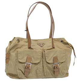 Prada-PRADA Bolso Tote Nylon Beige Auth fm2771-Beige