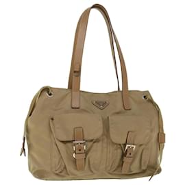 Prada-PRADA Bolso Tote Nylon Beige Auth yk9154-Beige