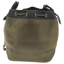 Gucci-GUCCI Shoulder Bag Leather Khaki Gray Auth 56761-Grey,Khaki