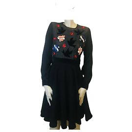 Manoush-Kleid aus Pailletten und Samt Schwarz
