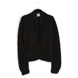Chanel-Chanel 03A Black Wool and Ruffles Cardigan FR36/38-Black