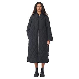 Ganni Ripstop Quilted Long Puffer Coat Black