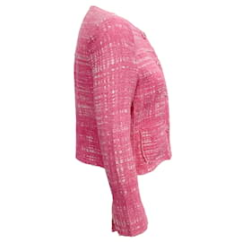 Prada-Prada pink / White Cropped Tweed Jacket-Pink