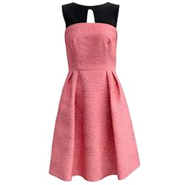 Autre Marque-Mantu Black / Pink Brocade Skater Dress-Pink