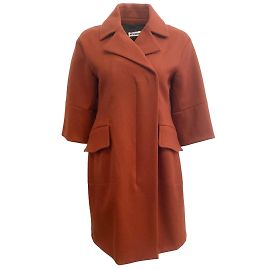 Jil Sander Sienna Wool 3/4 Sleeve Coat Brown