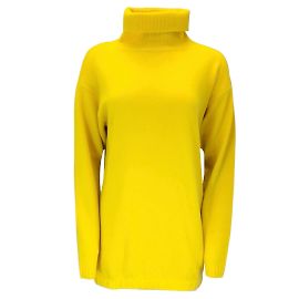Pull à col roulé en tricot de cachemire à manches longues jaune Sybilla Jaune