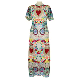 Dolce & Gabbana-Vestido largo con bordado floral multicolor-Multicolor