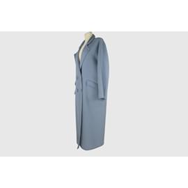 Ermanno Scervino-Manteau croisé bleu clair avec poche et détail-Bleu