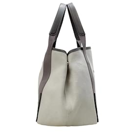 Balenciaga-Balenciaga Grey / Ivory Canvas Logo Cabas Tote Bag-Cream