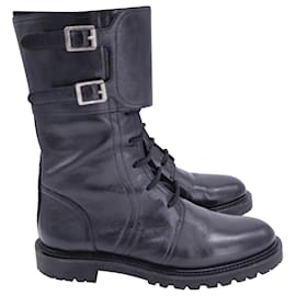 Dior-Combat Boots Dior en cuir noir-Noir
