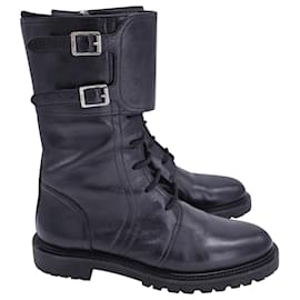 Dior-Combat Boots Dior en cuir noir-Noir