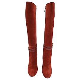 Gucci-Gucci New Marron Glace Knee-High Boots in Burnt Orange Suede-Orange