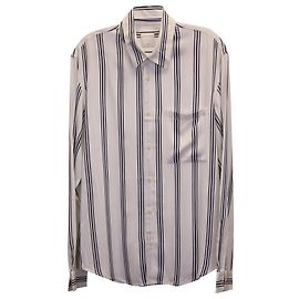 Camicia a Righe Sandro Paris in Viscosa Bianca Bianco