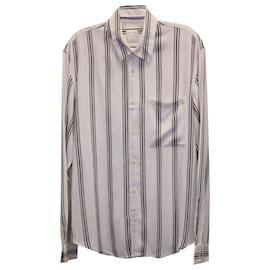 Sandro-Sandro Paris Striped Shirt in White Viscose-White
