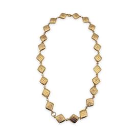 Chanel-Halskette mit gestepptem Vintage-Kragen aus goldfarbenem Metall-Golden