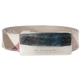 Burberry Cinto com fivela xadrez marrom prateado Marrom