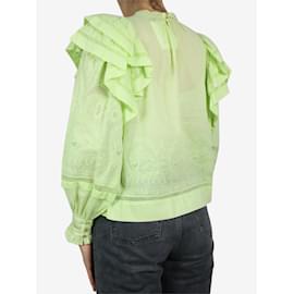 Ulla Johnson-Green embroidered ruffle sleeve blouse - size US 2-Green
