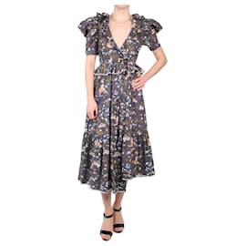 Ulla Johnson-Blue ruffle floral midi dress - size US 0-Blue